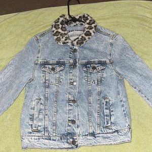 Cheetah print jean jacket, never worn. Brand new!